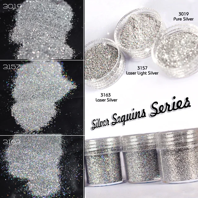 Silver Flash Powder Series 10ml/Box Silver Glitter Dust Powder Nail Tips Paillette Sequins Stunning Nail Art Manicure Decoration