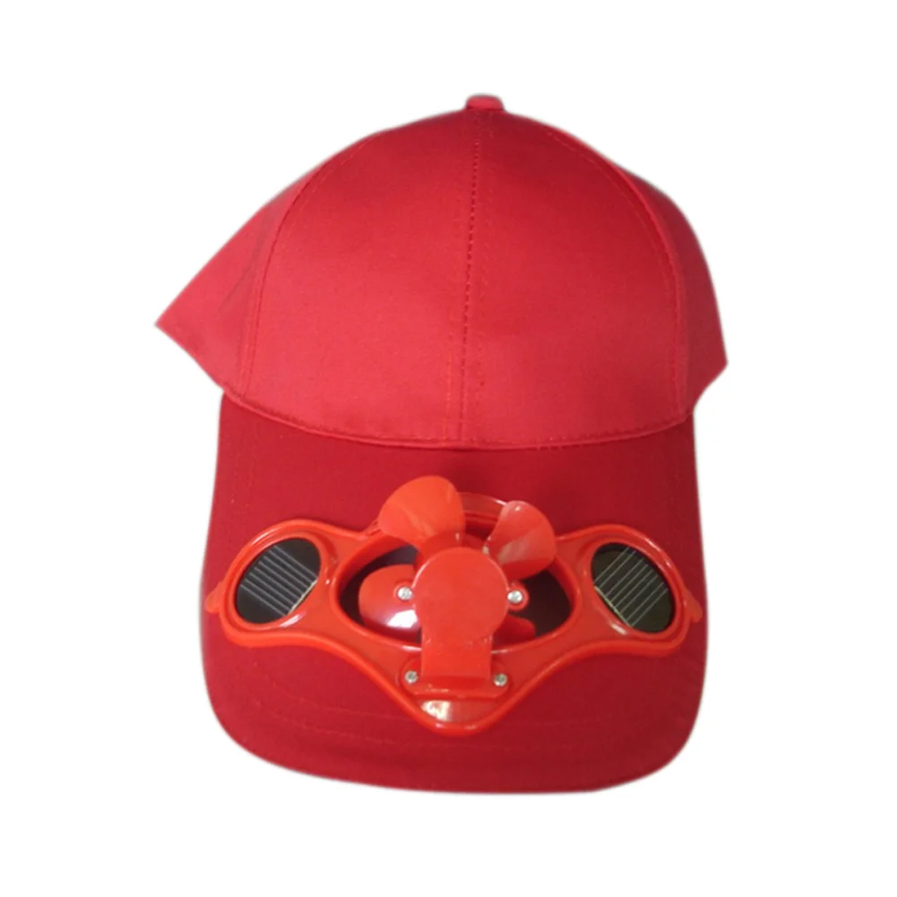 Горячая Лето солнечный энергия солнца однотонная бейсболка шляпа с крутым вентилятором для спорта на открытом воздухе велосипед Рыбалка скалолазание MCK99 - Цвет: Красный