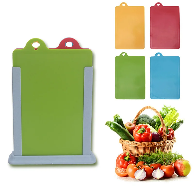 

4pcs Flexible Colored Cutting Board Mats Set Premium Plastic Chopping Board Easy To Clean Eco Friendly Mats for Kitchen Stuff