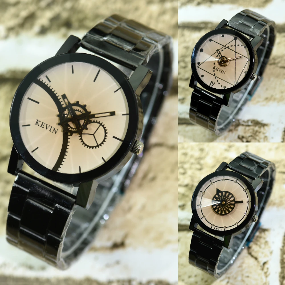 

100pcs/lot Wholesale 2068-1 Round Dial Triangular Geometry Alloy Band Quartz Wristwatch Men's Watch Lovers' Gifts