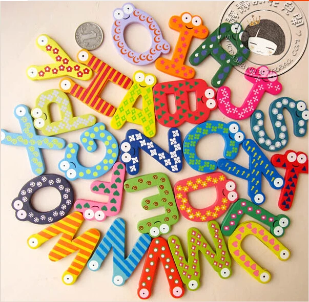 

1Set Wooden English letters Number Fridge Magnet children's Early Education Number Magnet Wall Sitcker DIY Home Decor