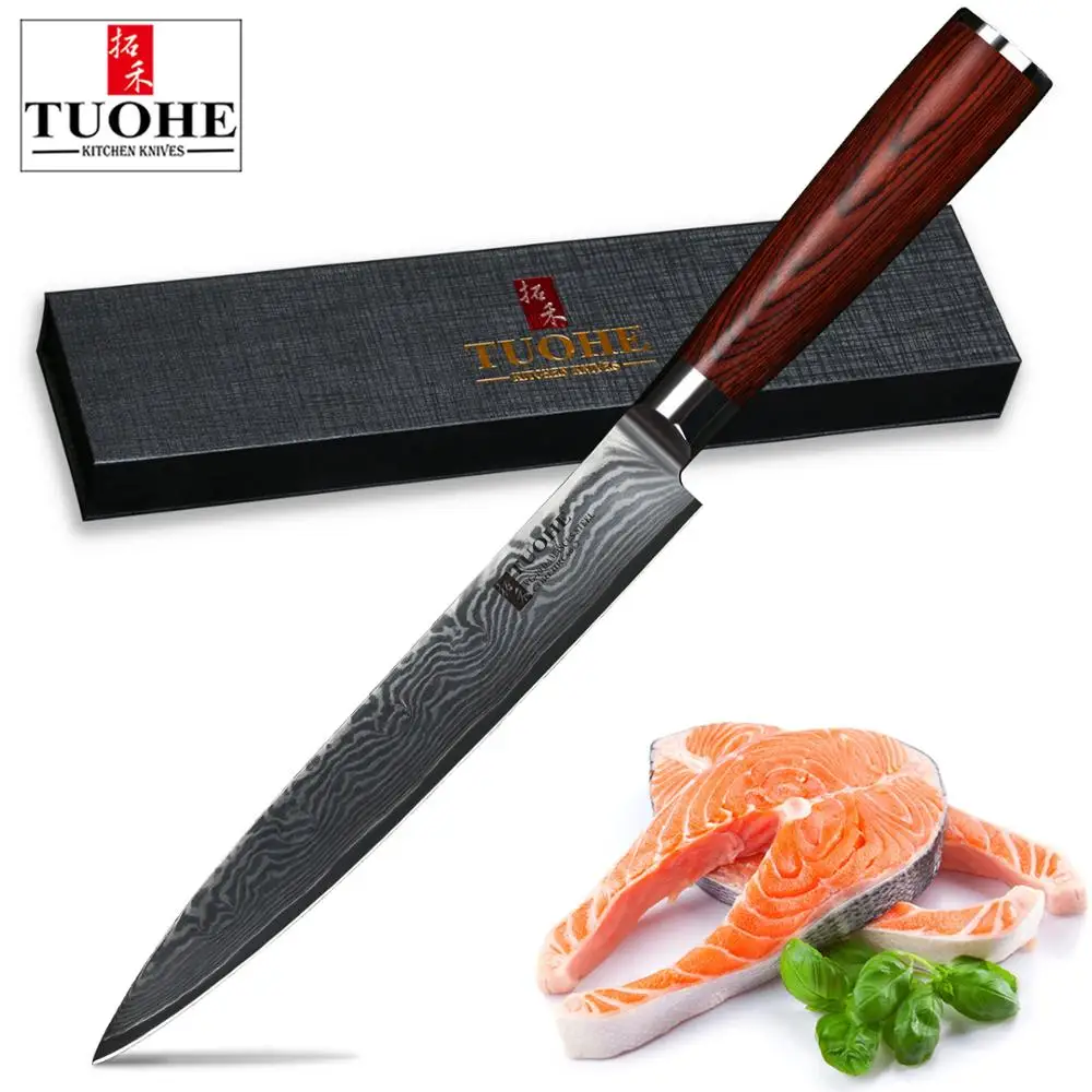 TUOHE 8" inch Sashimi Cleaver Knife Japanese VG10 Steel Core Blade