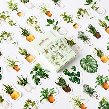 

Green plants Paper Small Diary Mini Japanese Cute box Stickers set Scrapbooking Cute Flakes Journal Stationery