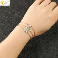 Csja Evil Eye женский браслет с шармами Серебро Золото Цвет медная цепочка Циркон опал звено Браслеты регулируемые для вечерние ювелирные изделия G099