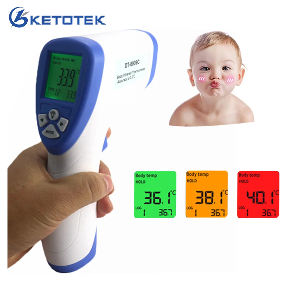 Beste Digitale Infrarood IR Thermometer non contact Baby Volwassen Voorhoofd Oppervlak LCD Gun Temperatuur Meter termostato Data hold functie