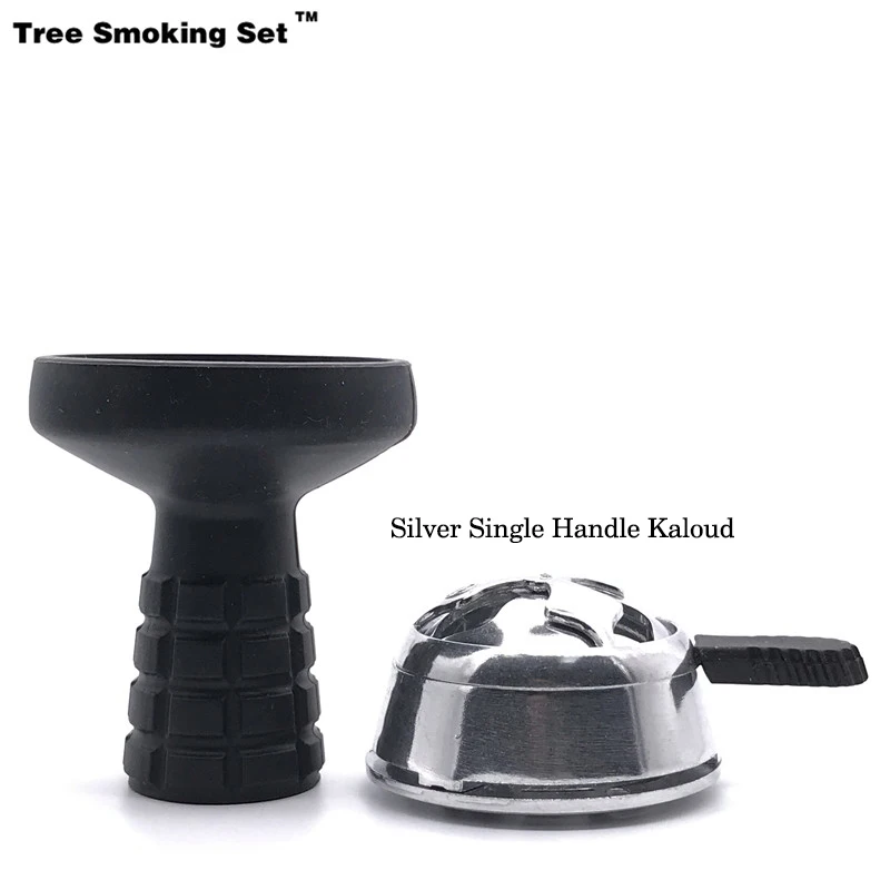 Кальян Серебряный калоу силиконовая черная чаша Chicha Narguile Nargile курительная трубка-кальян аксессуары Cachimba голова кальяна TWAN0389