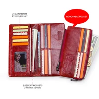 CONTACT'S 100% Genuine Leather Wallet Women Long Coin Purse Clutch Bag Name Engraving Card Holder Money Clip Handbag Men's Purse - Image 5
