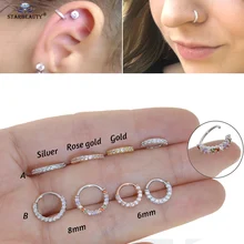 1 шт. 0,8x6/8 мм Красочные Cz Нос Хооп Серьги спирали серьги, Надеваемые На ушной хрящ Daith уютно Rook кольцо на Козелок Уха Пирсинг ювелирные изделия