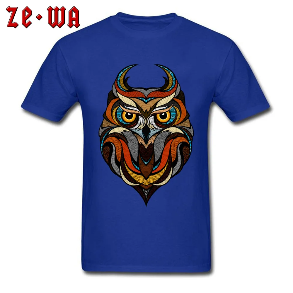 Customized Decorative Owl Mens T-Shirt 2018 Summer Short Sleeve Crewneck 100% Cotton Tops T Shirt Printing Tops T Shirt Decorative Owl blue