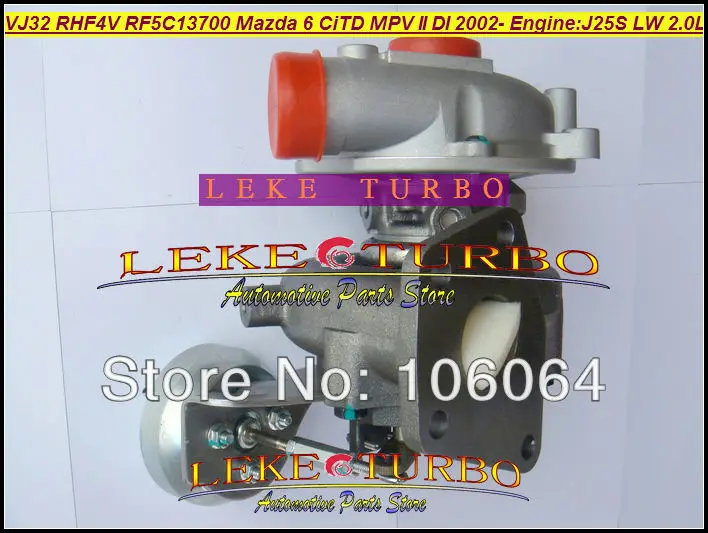 Турбокомпрессор VJ32 RHF4V VDA10019 RF5C13700 для Mazda 6 CiTD MPV II DI/Premacy 2 4-двигатель J25S MZRCD LW 0 л |