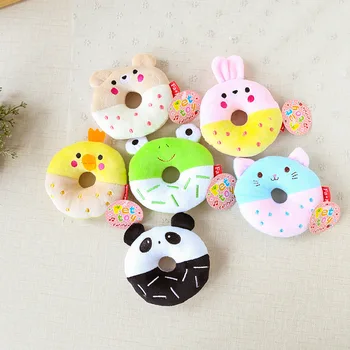 

Cartoon animal doughnut pet dog cat Sound squeakers squeaky Toy for small dog Chihuahua dog chew Plush toy pet supplier
