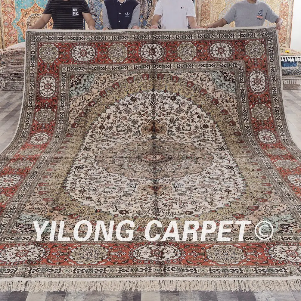 Yilong 10'x14' Традиционный персидский дизайн ковер ручной работы прочный ручной работы ковры шелк(ZW003M10x14