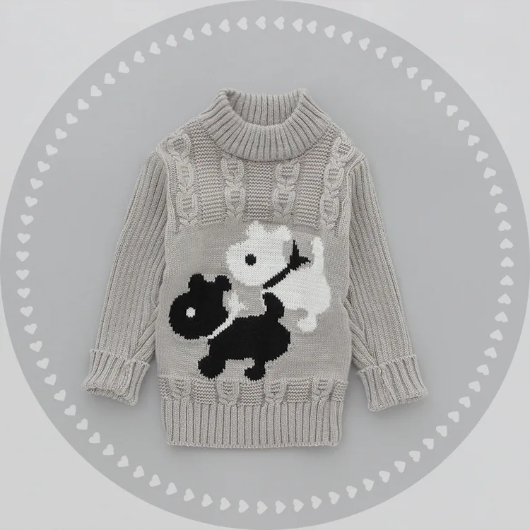 Sundaeangel для маленьких девочек зимние свитера утолщенные белого и черного цвета с принтом в виде собаки для маленьких мальчиков свитер, вязаный пуловер Детский свитер на Рождество - Цвет: Grey