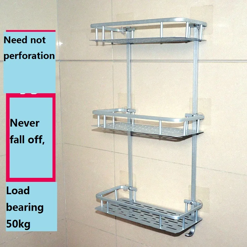Bathroom Shelf Three layers Storage Rack Prateleira Kitchen Accessories Suction wall type