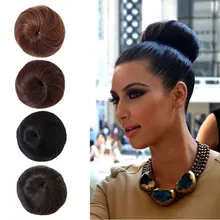 1PC Hair Bun Chignon Extension Hairpieces Big Hair Bride Bun Ring Dount Synthetic Natural Curly Clip In Hair Buns Black, brown