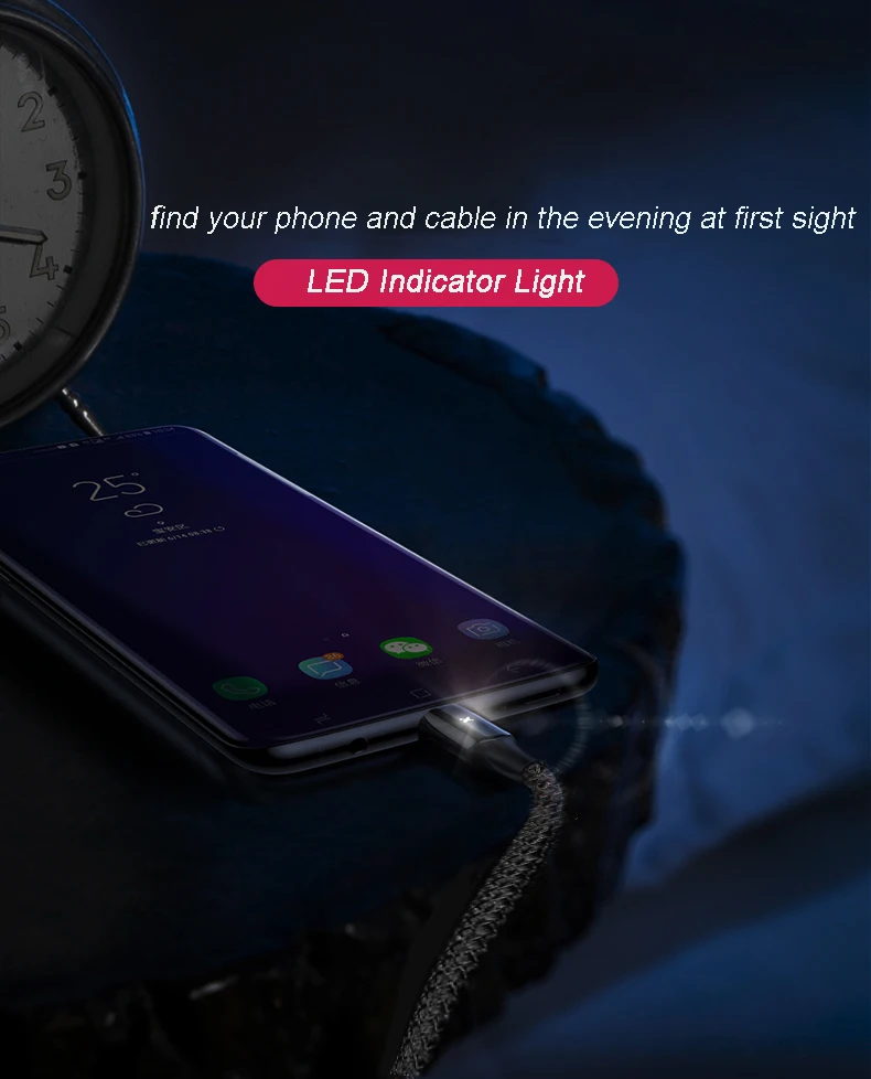 Кабель USB Type C со светодиодной подсветкой для Sony Xperia XZ3 XZ2 XZ1 Plus сверхкомпактный