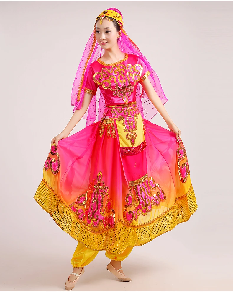 

Uighur costumes Chinese folk dance dress Xinjiang Characteristic Dance clothes belly dance indian dance performance wear