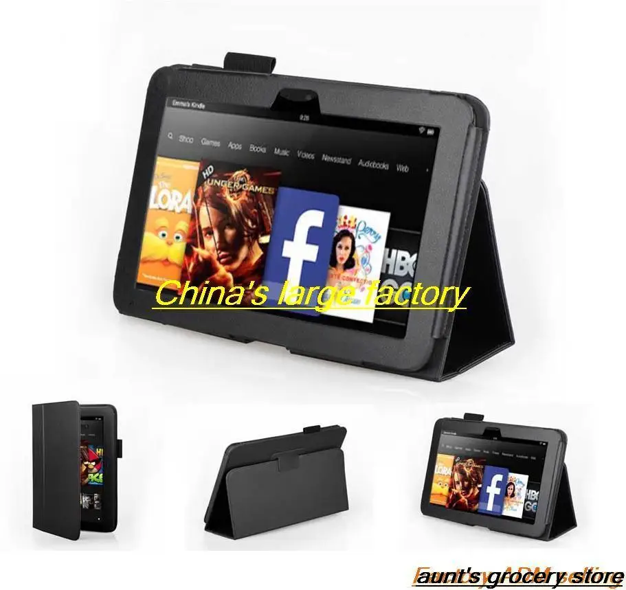Popular Folio Folding Flip Stand PU Leather Cover Case For Kindle Fire HD 7&quot Tablet Amazon Black | Компьютеры и офис