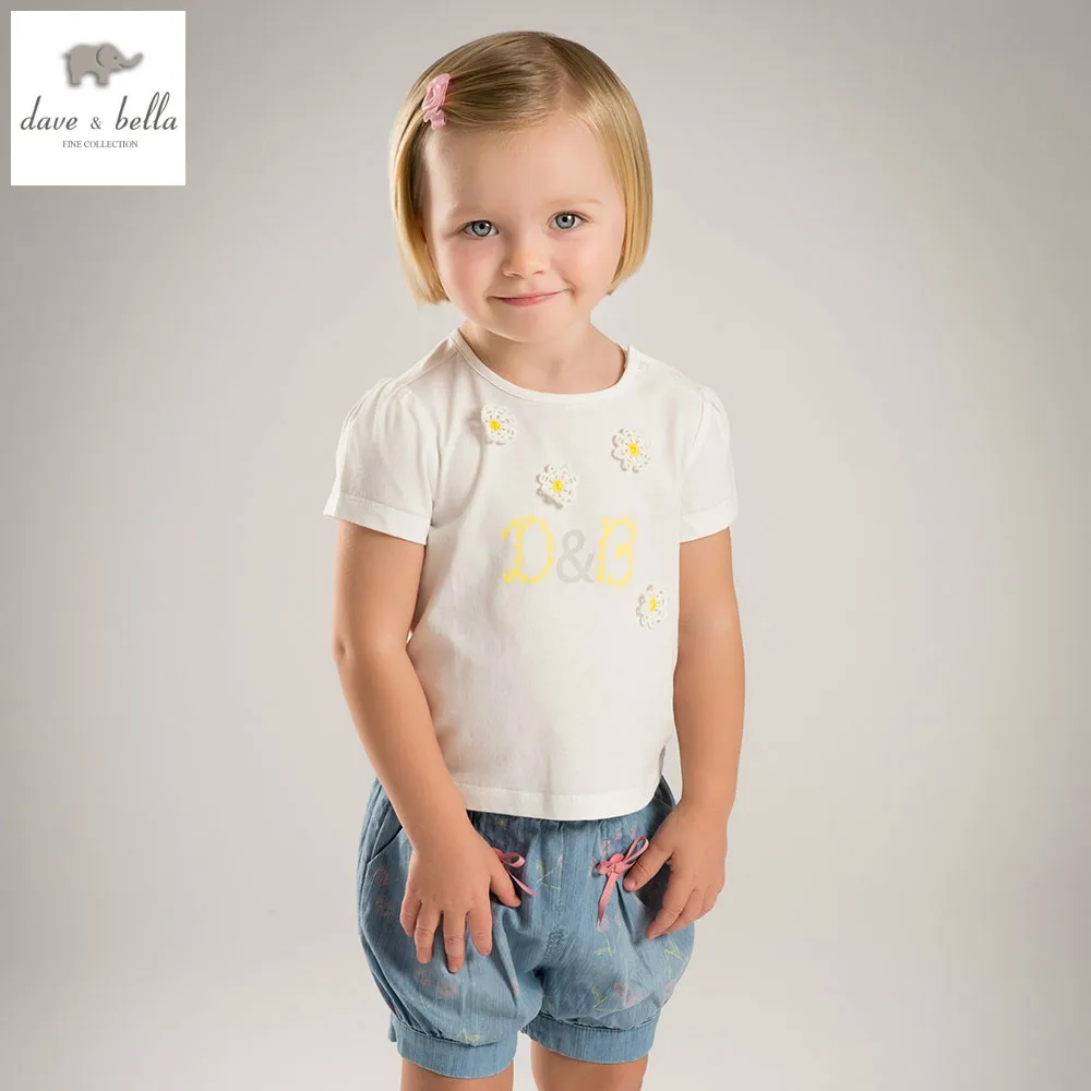 

DB4734 dave bella summer girls boutique t shirt baby sweety girl clothes baby T-shirt baby cotton blouse
