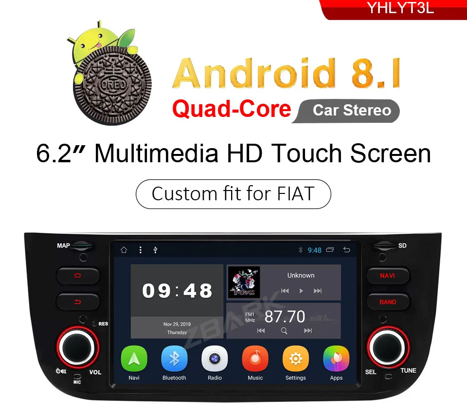 6," Android 9,0 автомобиль радио плеер gps Wi-Fi DAB+ Canbus для FIAT Punto 199 310/Linea 323 2012 2013 YHLYT3L