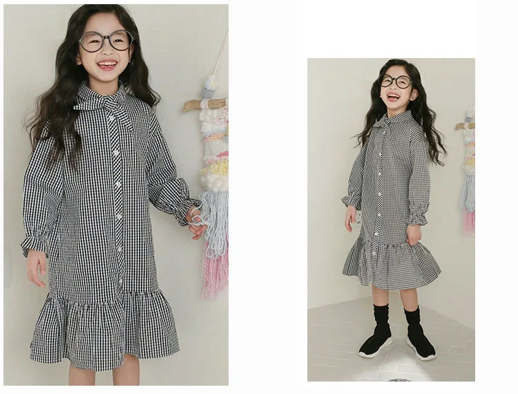 little girls pink dress black long plaid shirts 2018 fall girl dresses kids mermaid school teenage children clothing autumn 2018 (14)