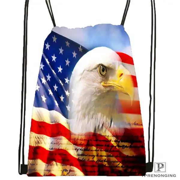 Drawstring Backpack Custom eagle-with-american-flag DrawstringBackpackBagforManWomanCute Daypack Kids Satchel(черная спинка) 31x40 cm#20180611-03-137 - Цвет: Drawstring Backpack