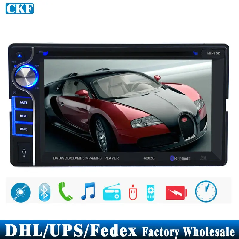 12 шт./лот, новинка, универсальный 2 Din 6,2 ''Автомобильный цифровой Bluetooth DVD мультимедийный плеер, стерео fm-радио