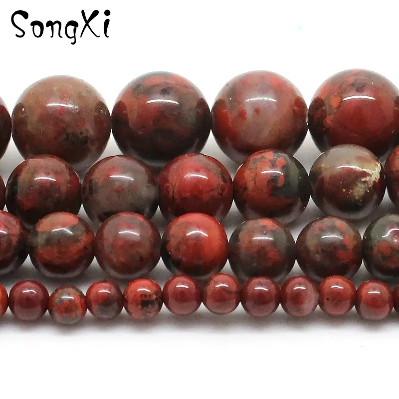 

Natural AAA Red Breciated Jaspe Stone Round Loose Beads For Jewelry Making Pick Size 4/6/8/10mm DIY Necklace Bracelet 15 Inches