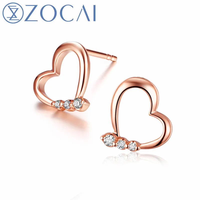 ZOCAI Brand New Design Real Certificate Diamond Earrings 0.05 CT 18k Rose Gold (AU750) Engagement Stud JBE90129T | Украшения и