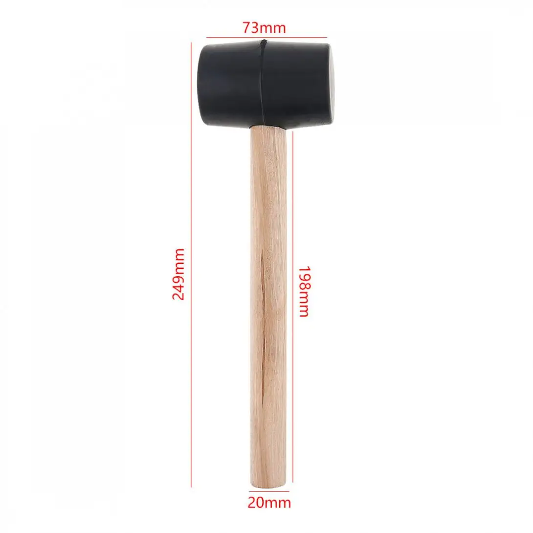 230g Black Non-elastic Rubber Hammer Tile Hammer with Round Head and Wooden Handle for DIY Hand Tool