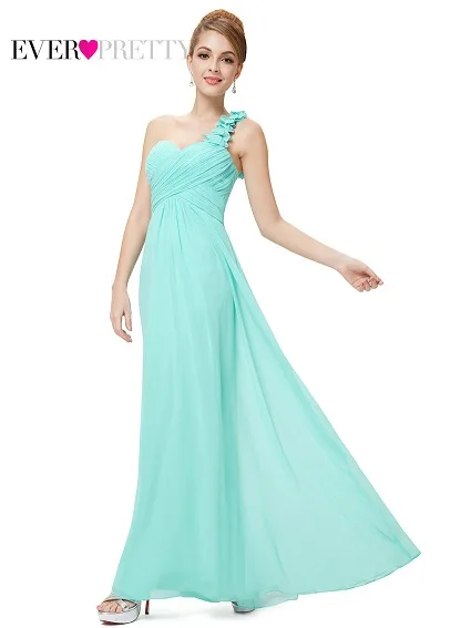[Большая распродажа] элегантные платья подружки невесты Ever Pretty EP09768 шифоновые длинные специальные платья на одно плечо vestido de noiva - Цвет: Aqua