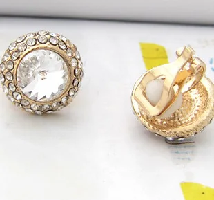 Elegant Clip On Earrings Round Cz Rhinestone Earring No Pierced Elegant Clip On Earrings Round Cz Rhinestone Earring No Pierced Ear Clips For Women Brincos In From Jewelry Accessories