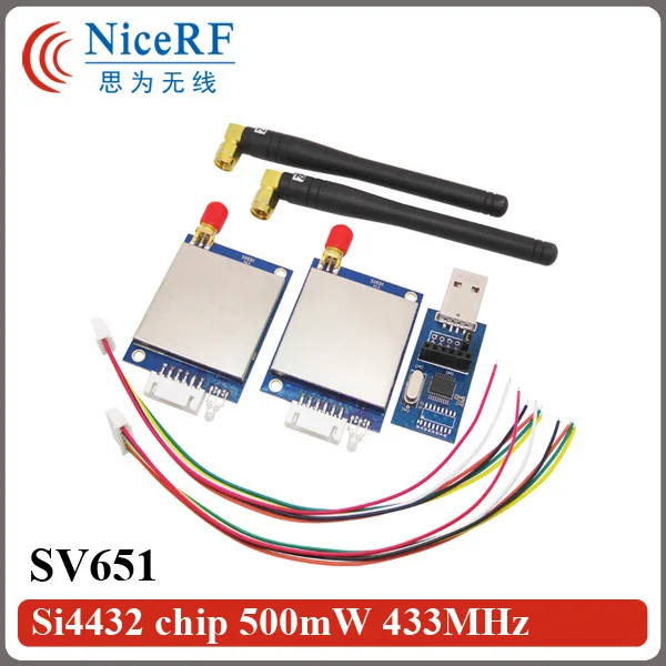 Skup NiceRF 2 sztuk partia 433 MHz RS232 interfejs bezprzewodowy moduł aparatu nadawczo odbiorczego zestaw SV651 z antenami i usb mostu pokładzie