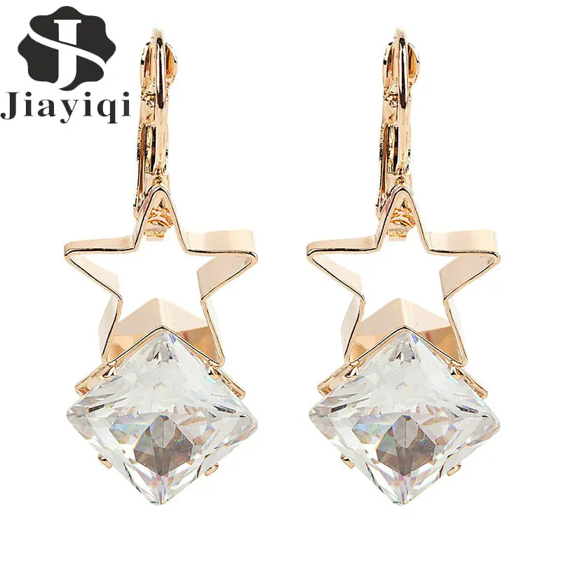Jiayiqi Jiayiqi Clip Earrings Gold Colored Star Dangle Earrings Cubic Zirconia Earring For Women Wedding Summer Style Jewelry Jiayiqi Jiayiqi Clip Earrings Gold Colored Star Dangle Earrings Cubic Zirconia Earring For Women Wedding Summer Style Jewelry