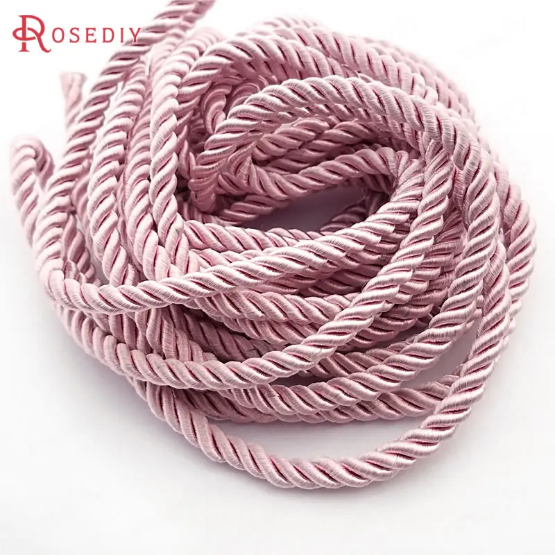 (29966)10 Meters 5mm Satin Polyester Cords Three strands of Rope Diy Jewelry Findings Accessories