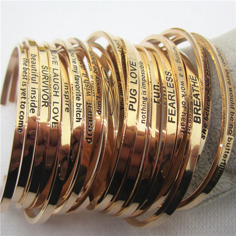 6 шт. женские браслеты из нержавеющей стали под розовое золото|mantra bangle|bangles for womencuff