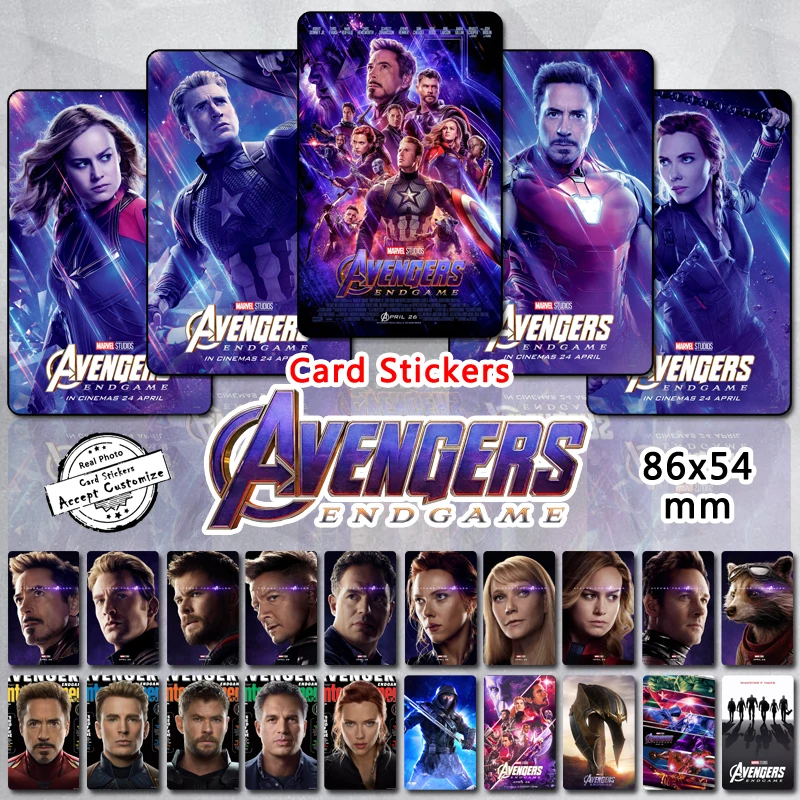 

35pcs Avengers 4 Endgame Characters Glossy Sticker Cards Iron Man Captain Marvel Official Poster Artworks Fans Collection Gifts