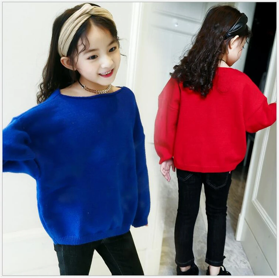 

Children Sweaters teenager Girls Batwing Sleeve Knitted Sweater Autumn Winter Toddler Sweaters Kids Knitwear Baby Girl Clothes