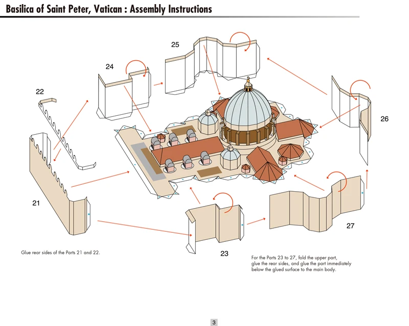 Василика Святого Петра, Ватикан Бумажная модель 3D архитектурное здание DIY образовательные игрушки ручной работы для взрослых игра-головоломка