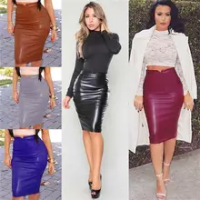 Юбки, юбка, Однотонная юбка-пачка Лолита, распродажа, новые весенние женские эластичные облегающие юбки из искусственной кожи, женские одноцветные ягодицы