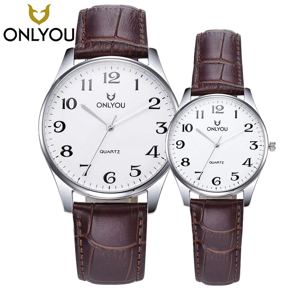 

ONLYOU Top Brand Design Retro Style Mens Quartz Watch Men Leather Band Clock Lovers Sports Waterproof Watches Couple Gift+Box
