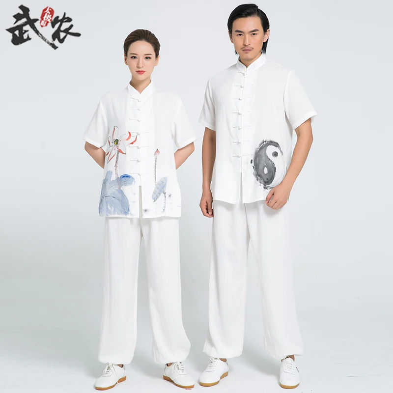 Новинка 2018 одежда Tai Chi униформа ручной росписи Одежда Кунг-фу белая женская и