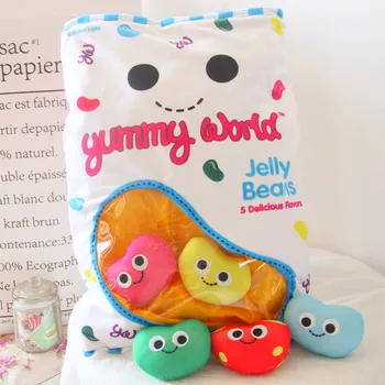 

candice guo! cute plush toy lovely sweet heart candy beans bag soft stuffed cushion pillow creative birthday Christmas gift 1pc