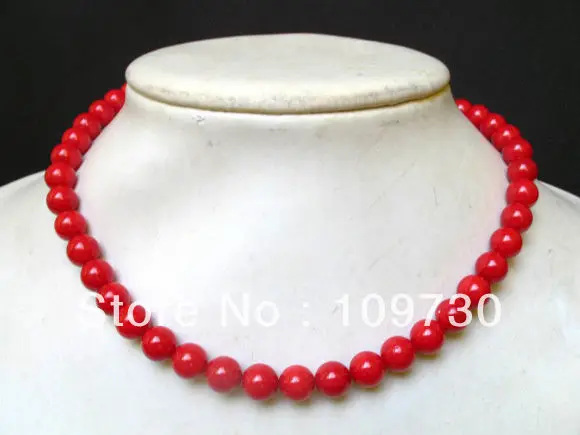 

Jewelry 0011910 necklace red coral 8mm round beads