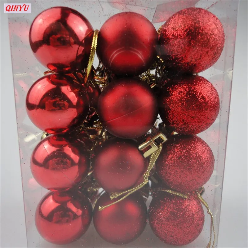 24 шт./партия 30 мм Красочные Kerstboom opkneoping Kerstballen вечерние Kerst Decoratie Benodigdheden Бал opkneoping Ballen5Z HH181 - Цвет: HH181-red