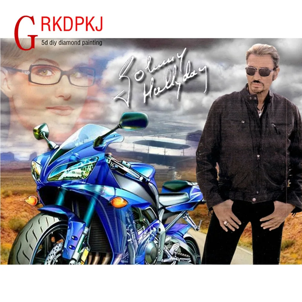 

Full Square 5D DIY Diamond embroidery Superstar Johnny Hallyday Diamond Painting Cross Stitch Mosaic Decor Unfinished painting