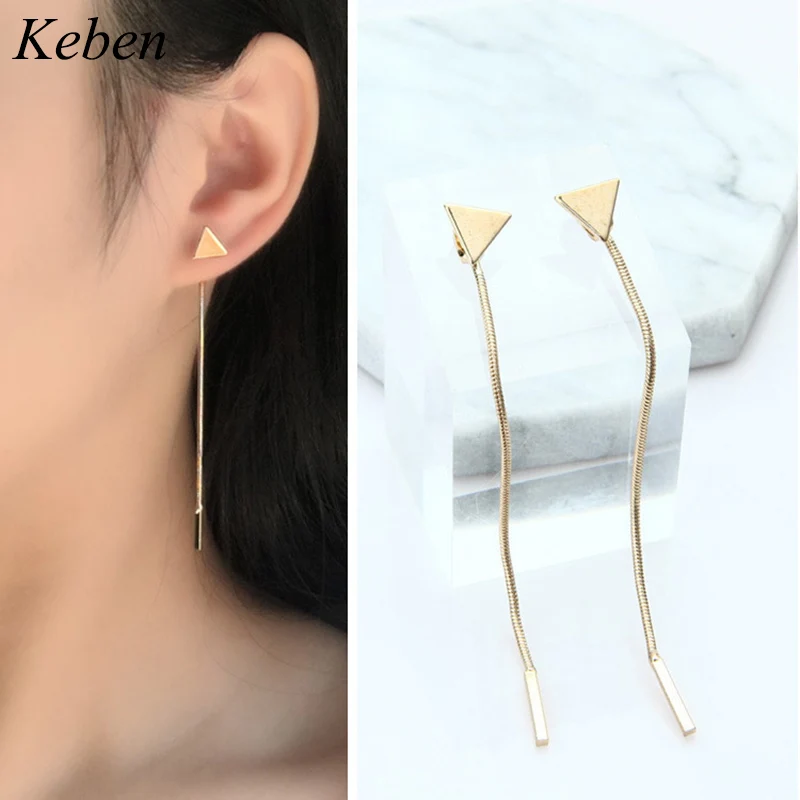 Vintage Sequins Triangle Tassel Drop Earrings Long Chain Dangle For Women Pendientes Brincos | Украшения и аксессуары