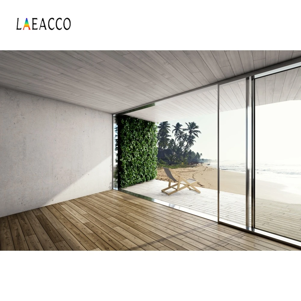 Laeacco Window Seaside Scenry Room Photography Backgrounds Customized Party Friend Vinly Photographic Backdrop For Photo Studio