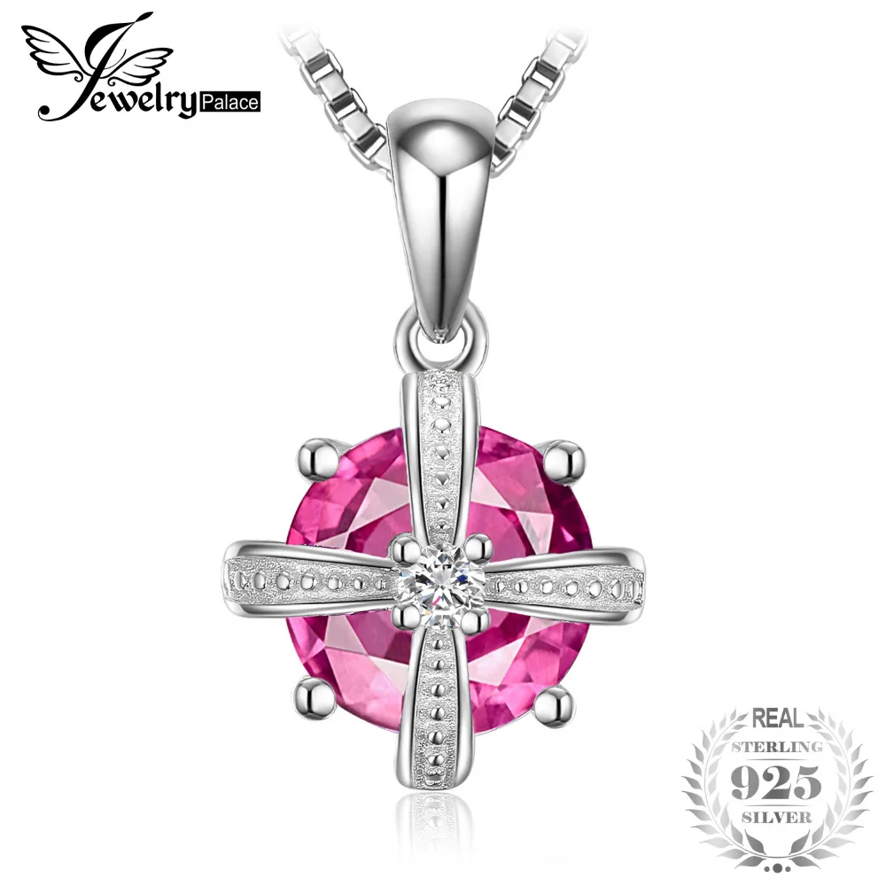 

JewelryPalace Crown 4ct Created Pink Sapphire Pendant 925 Sterling Silver Beautiful 2018 New Hot Not Include A Chain