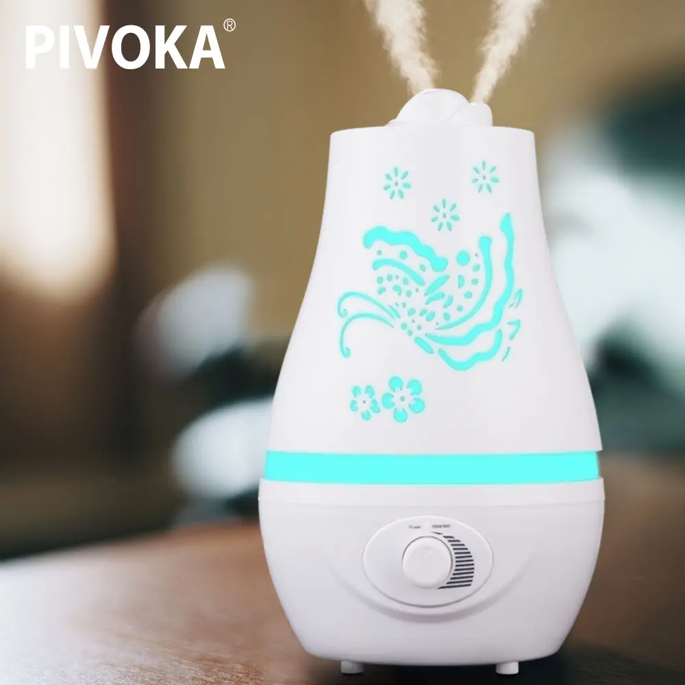 

PIVOKA 2000ml Air Humidifier Aromatherapy Machine Aromatherapy Essential Oil Diffuser 7 Color LED Change Ultrasonic Home Office